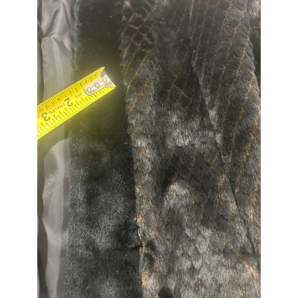 Black Faux Fur Textured Jacket Coat Women's Size M - Picture 8 of 9